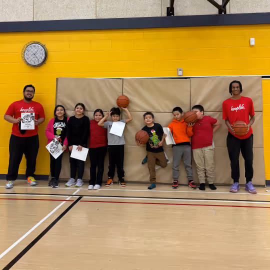 A HoopLife clinic running in the Dakota Plains community gym