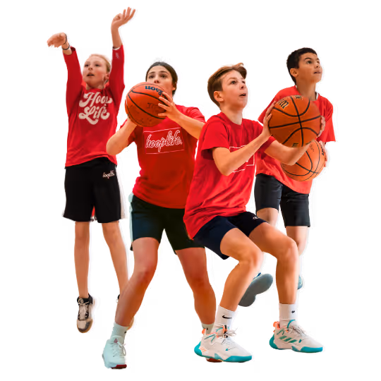 Graphic of kids playing basketball