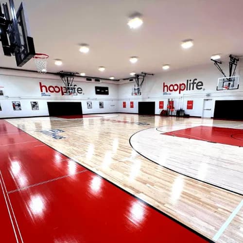 The full length of the HoopLife court with all six hoops up