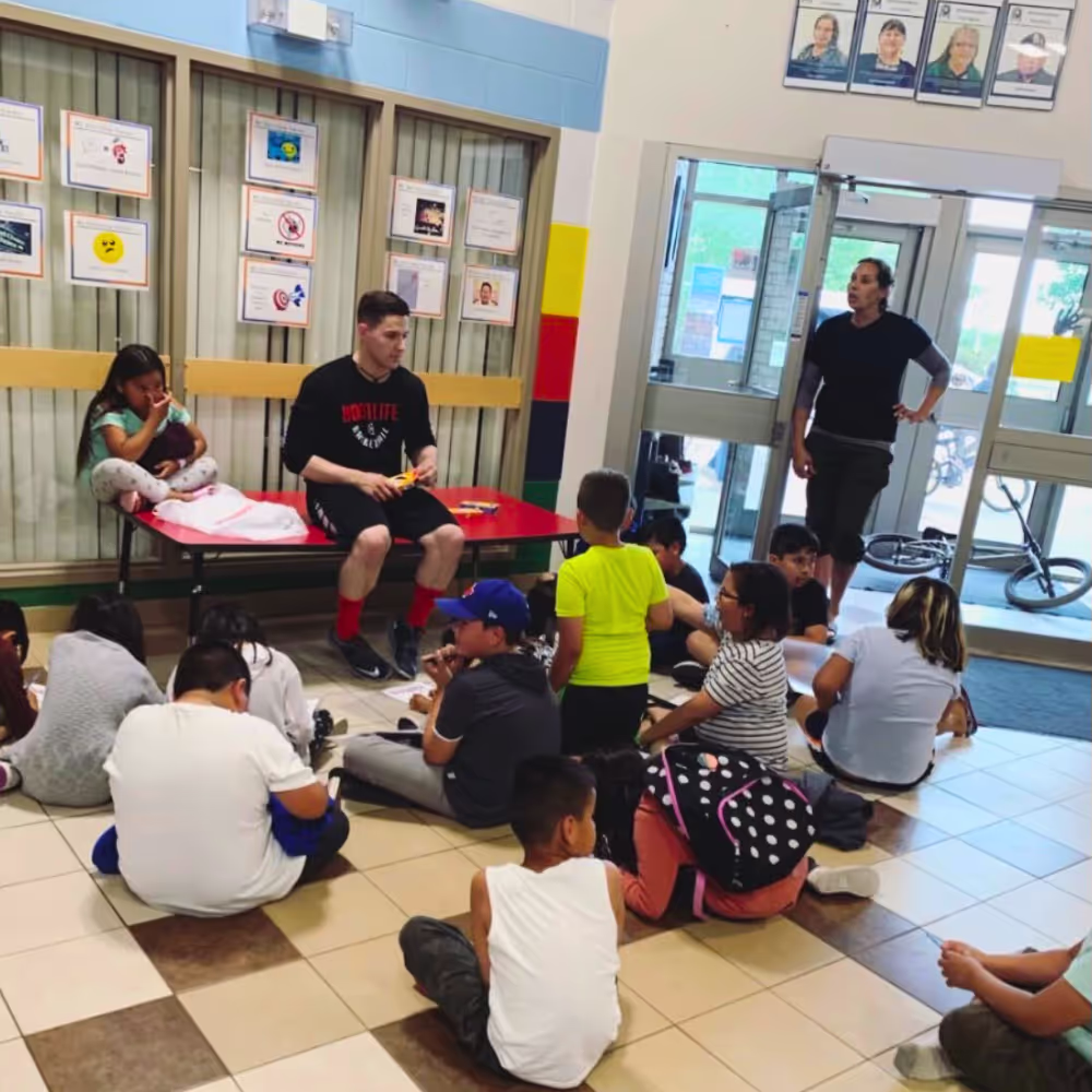 Young players at a HoopLife First Nations clinic