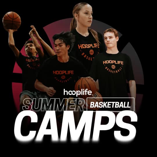 Four young players in black HoopLife shirts during a training session in Regina