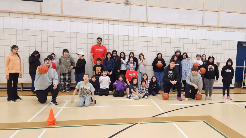 Young players at a HoopLife travel clinic in their own community