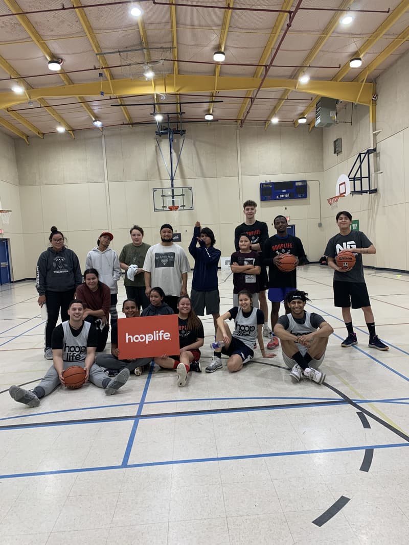 White Bear campers gathered around the hooplife sign
