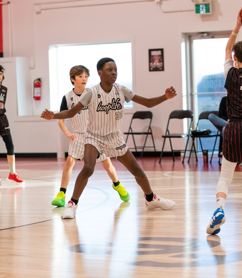 A small-sided 3x3 game on the HoopLife court
