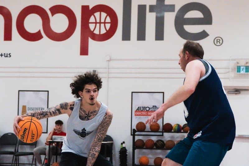 An adult co-ed league game at the HoopLife Centre