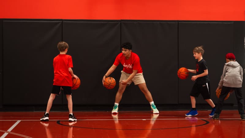 Players training on the HoopLife court in Regina