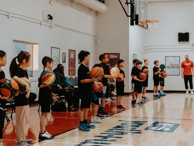 The ball-handling line at a weekly session