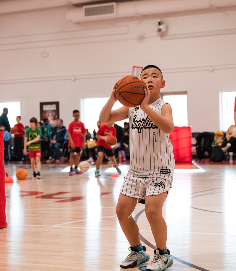A player working on his shooting form at the HoopLife Centre